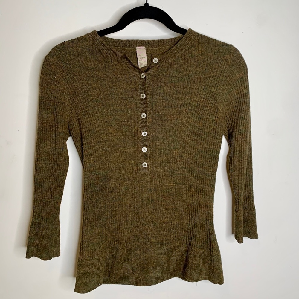 Free People Three Quarter Sleeve Sweater